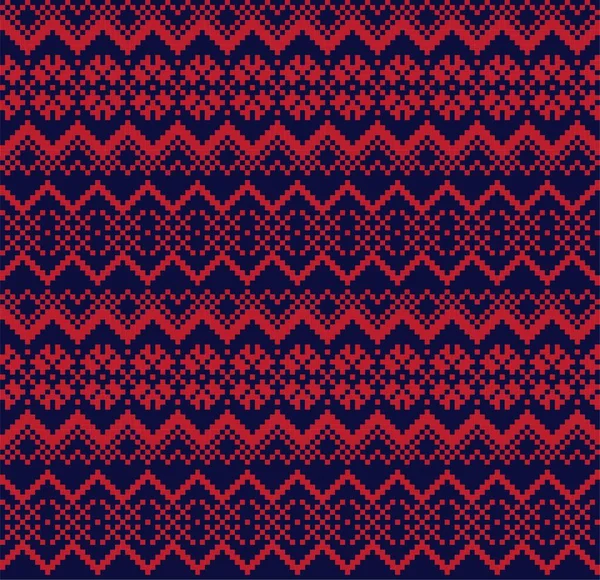 Red Navy Christmas Fair Isle Pattern Background Fashion Textiles Knitwear — 스톡 벡터