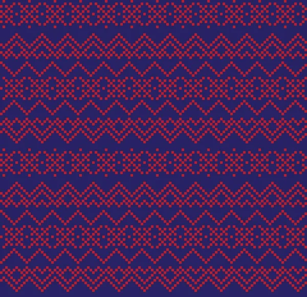 Red Navy Christmas Fair Isle Pattern Background Fashion Textiles Knitwear — 스톡 벡터