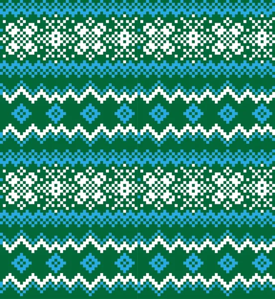 Zöld Karácsonyi Vásár Szigetmintás Háttér Divat Textil Kötött Grafikai — Stock Vector
