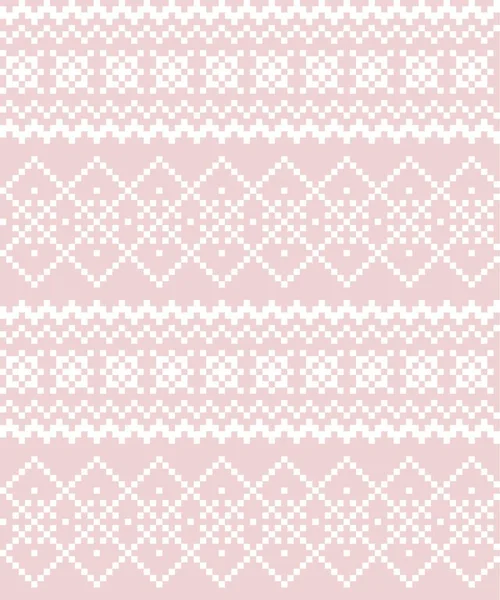 Pink Christmas Fair Isle Pattern Background Fashion Textiles Knitwear Graphics — Stock Vector