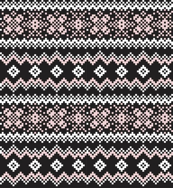 Pink Christmas Fair Isle Patroon Achtergrond Voor Mode Textiel Brei — Stockvector