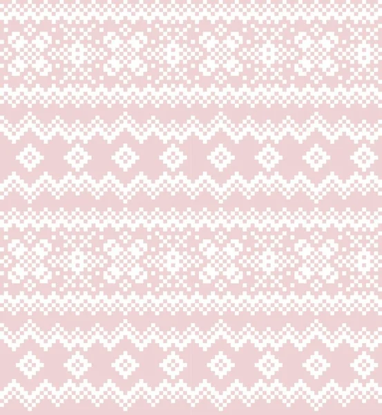 Pink Christmas Fair Isle Pattern Background Fashion Textiles Knitwear Graphics — Stock Vector