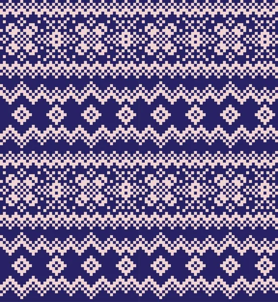 Navy Christmas Fair Isle Pattern Background Fashion Textiles Knitwear Graphics — 스톡 벡터