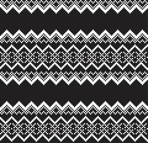 ファッション繊維 ニットウェア グラフィックのための黒と白のクリスマスフェア島のパターンの背景 — ストックベクタ