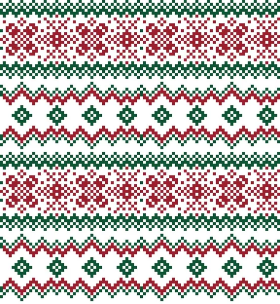 Christmas Fair Isle Pattern Background Fashion Textiles Knitwear Graphics — Stock Vector