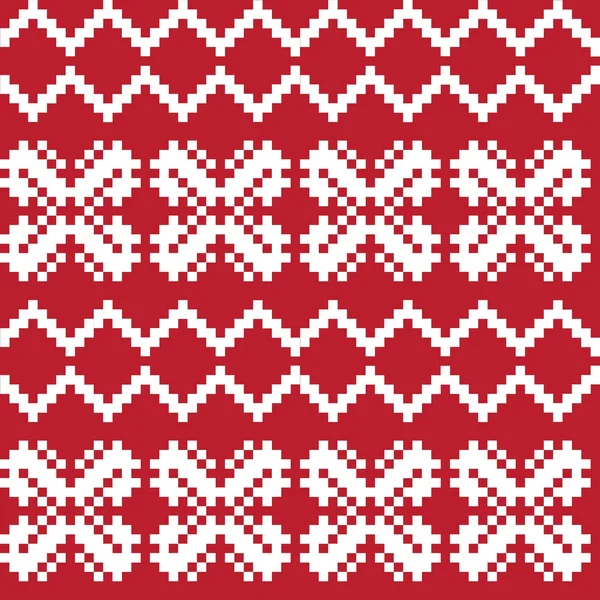 Red Christmas Fair Isle Pattern Background Fashion Textiles Knitwear Graphics — Stock Vector