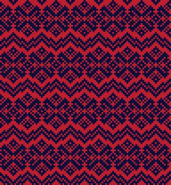 Red Navy Christmas Fair Isle Pattern Background Fashion Textiles Knitwear — Stock Vector