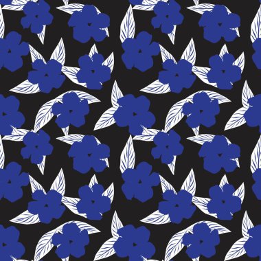 Mavi Tropik Yaprak botanik desensiz arka plan moda baskıları, grafikler, arka planlar ve el sanatları için uygundur