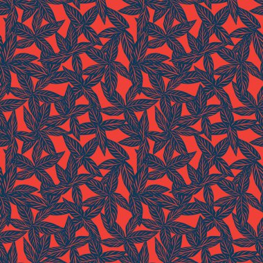 Moda baskıları, grafikler, arka planlar ve el sanatları için uygun turuncu tropikal yapraklı botanik desensiz arka plan