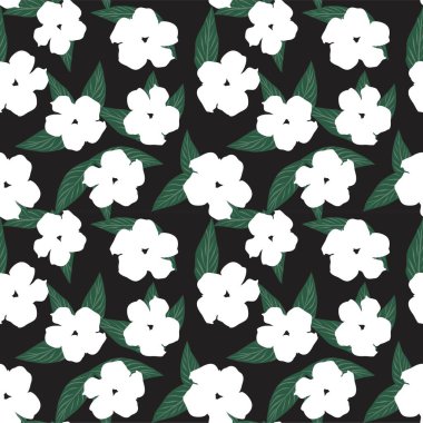 Siyah ve Beyaz Tropikal Yaprak botanik desensiz arka plan moda baskıları, grafikler, arka planlar ve el sanatları için uygun