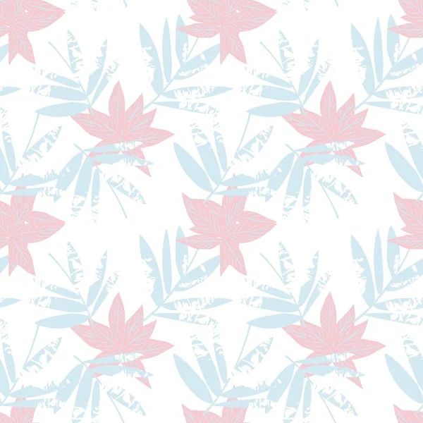 Sky Blue Leaf Ботанический Безморщинистый Узор Подходящий Модных Принтов Графики — стоковый вектор