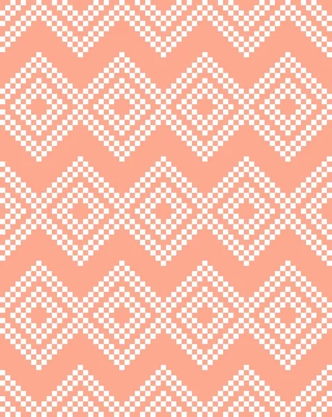 Orange Christmas Fair Isle Pattern Background Fashion Textiles Knitwear Graphics — Stock Vector