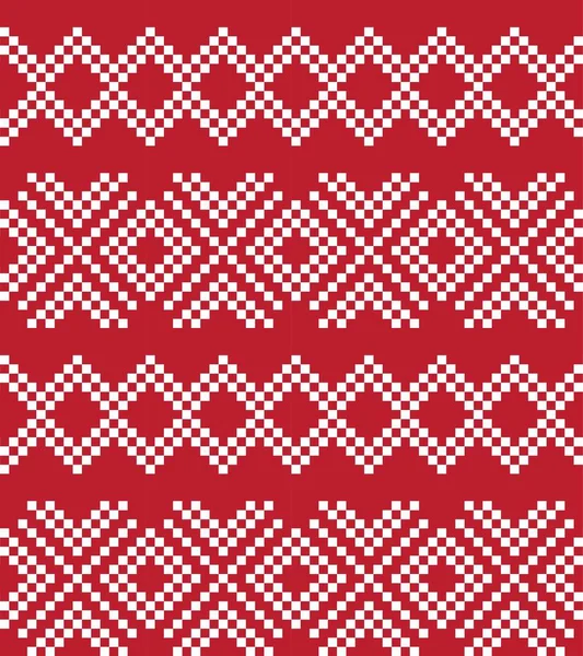 ファッションテキスタイル ニットウェア グラフィックのための赤いクリスマスフェア島のパターンの背景 — ストックベクタ