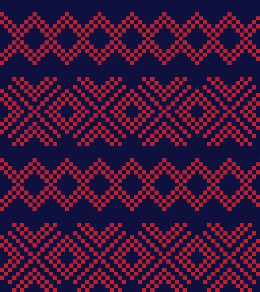 Rosso Navy Natale Fiera Isle Modello Sfondo Tessuti Moda Maglieria — Vettoriale Stock