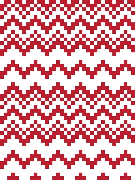 Red Christmas Fair Isle Pattern Background Fashion Textiles Knitwear Graphics — Stock Vector