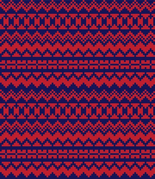 Red Navy Christmas Fair Isle Pattern Background Fashion Textiles Knitwear — Stock Vector