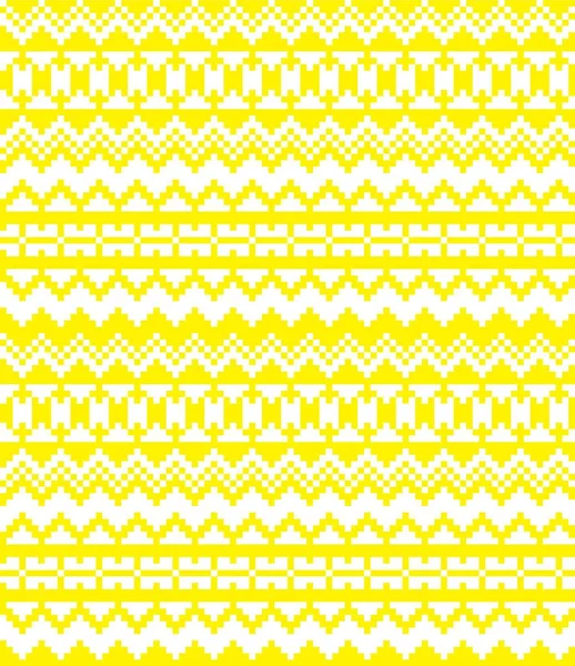 Yellow Christmas Fair Isle Pattern Background Fashion Textiles Knitwear Graphics — Stock Vector