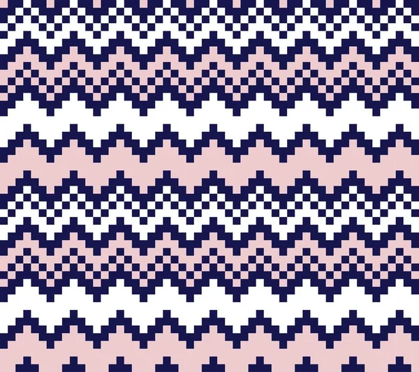 Pink Navy Christmas Fair Isle Mönster Bakgrund För Mode Textilier — Stock vektor