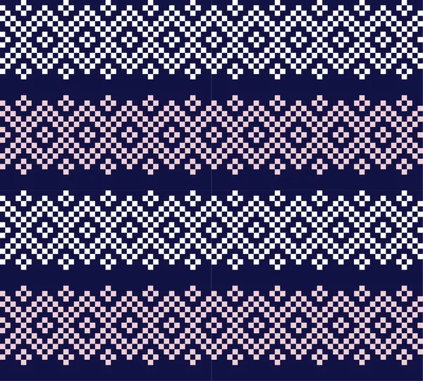 Pink Navy Weihnachtsmarkt Insel Muster Hintergrund Für Modetextilien Strickwaren Und — Stockvektor