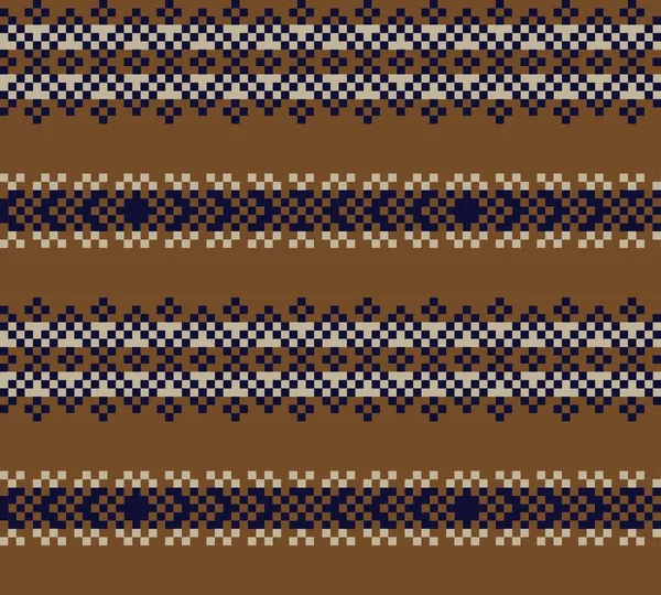 Brown Christmas Fair Isle Patterial Background Fashion Textiles Knitwear Graphics — 스톡 벡터