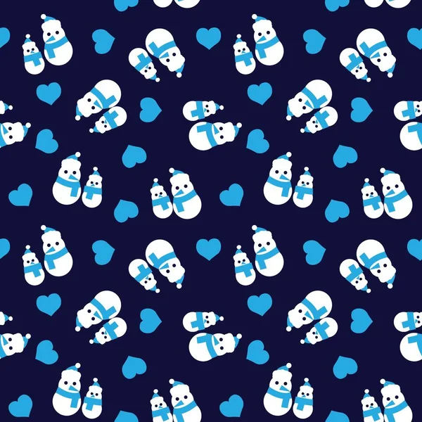 Blue Christmas Snowman Seamless Pattern Background Website Graphics — 스톡 벡터