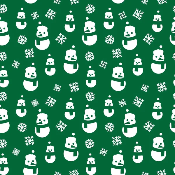 Verde Navidad Muñeco Nieve Sin Costuras Patrón Fondo Para Los — Vector de stock