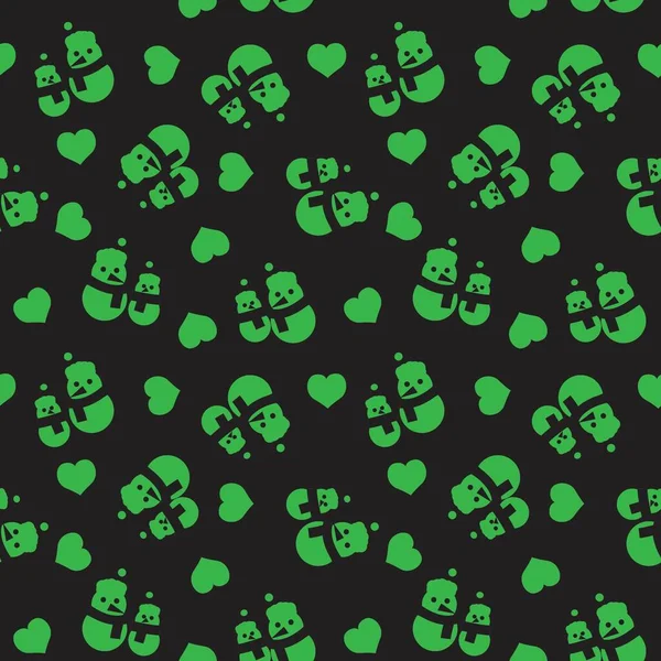 Green Christmas Snowman Seamless Pattern Background Website Graphics — 스톡 벡터
