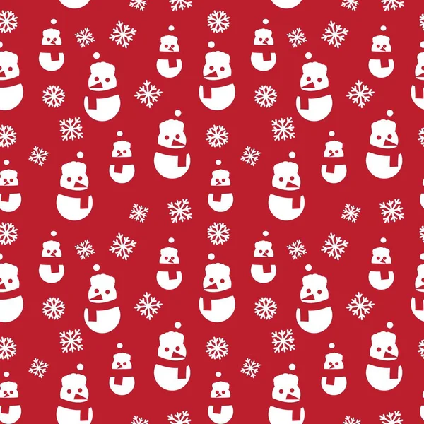 Red Christmas Snowman Fondo Patrón Sin Costuras Para Los Gráficos — Vector de stock
