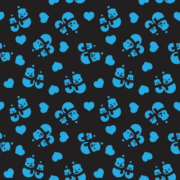 Blue Christmas Snowman Seamless Pattern Background Website Graphics — 스톡 벡터