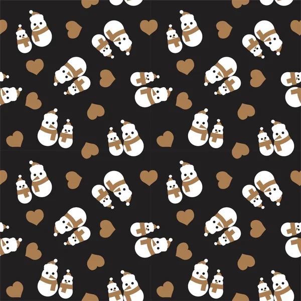 Brown Christmas Snowman Seamless Pattern Background Website Graphics — 스톡 벡터