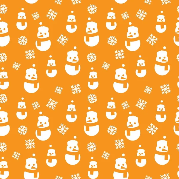 stock vector Orange Christmas Snowman seamless pattern background for website graphics, fashion textile