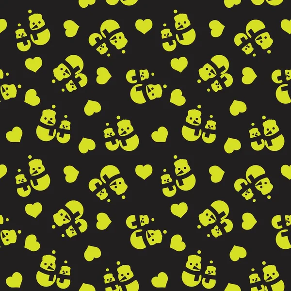 Yellow Christmas Snowman Seamless Pattern Background Website Graphics — 스톡 벡터