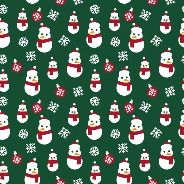 Navidad Muñeco Nieve Sin Costuras Patrón Fondo Para Los Gráficos — Vector de stock