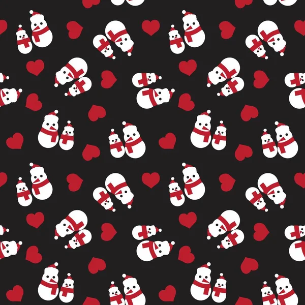 Red Christmas Snowman Seamless Pattern Background Website Graphics — 스톡 벡터