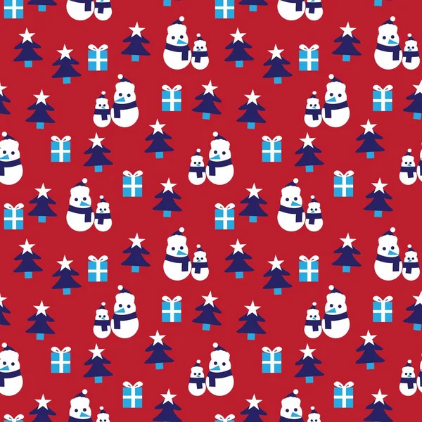Red Navy Christmas Snowman Naadloze Patroon Achtergrond Voor Website Graphics — Stockvector