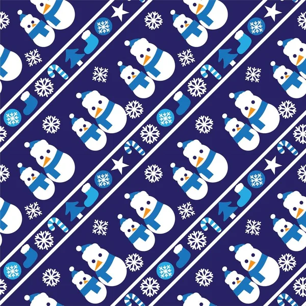 Azul Navidad Muñeco Nieve Sin Costuras Patrón Fondo Para Los — Vector de stock