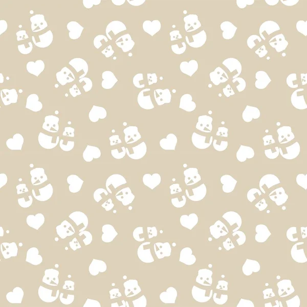 Brown Christmas Snowman Seamless Pattern Background Website Graphics — 스톡 벡터