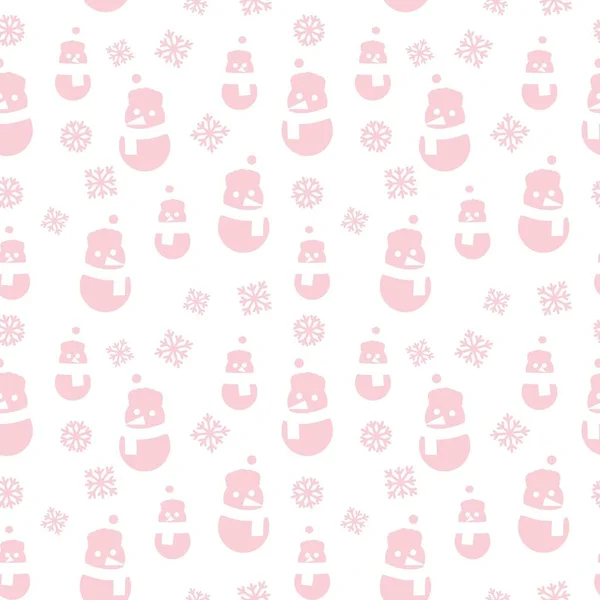 Rosa Navidad Muñeco Nieve Sin Costuras Patrón Fondo Para Los — Vector de stock