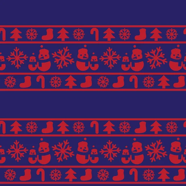 Red Navy Christmas Snowman Płynne Tło Wzór Dla Grafiki Strony — Wektor stockowy