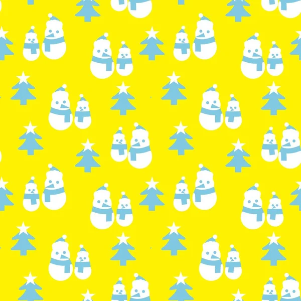 Yellow Christmas Snowman Seamless Pattern Background Website Graphics Fashion Textile — Stock Vector