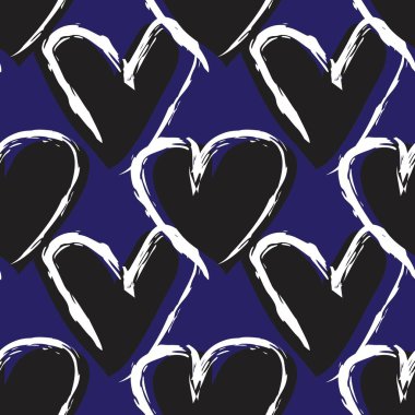 Mavi Kalp biçimli fırça darbesi moda tekstil ve grafikleri için kusursuz bir arka plan