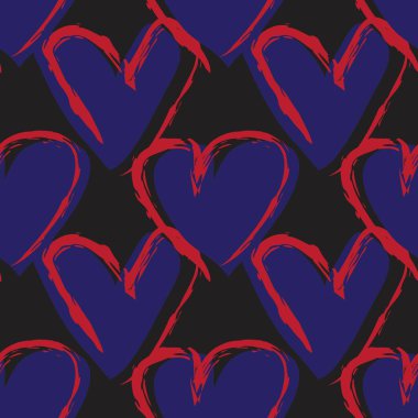 Kırmızı Donanma Kalbi biçimli fırça darbeleri moda tekstil ve grafikleri için kusursuz bir arka plan