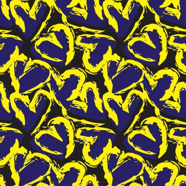 Sarı Kalp şeklinde fırça darbesi moda tekstil ve grafikleri için kusursuz bir arka plan