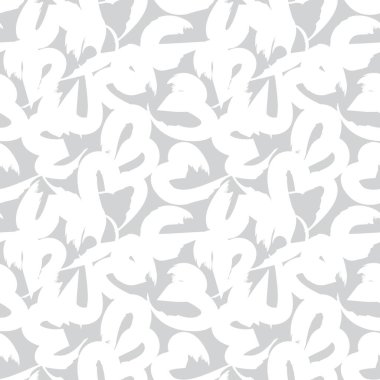 Beyaz Kalp biçimli fırça darbesi moda tekstil ve grafikleri için kusursuz bir arka plan