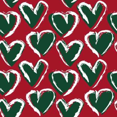 Noel Kalbi şekilli fırça darbesi moda tekstil ve grafikleri için kusursuz bir arka plan