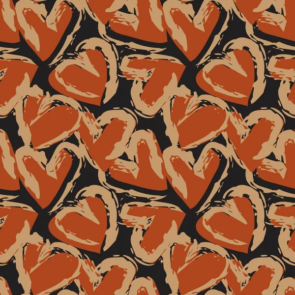 Orange Coeur Forme Coup Pinceau Fond Motif Sans Couture Pour — Image vectorielle