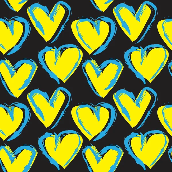 Corazón Amarillo Forma Pincelada Sin Costuras Patrón Fondo Para Textiles — Archivo Imágenes Vectoriales