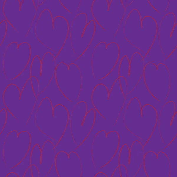 Lila Herzförmige Pinselstrich Nahtlose Muster Hintergrund Für Modetextilien Grafiken — Stockvektor