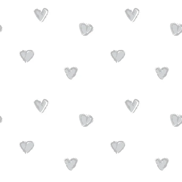 White Heart Förmigen Pinselstrich Nahtlose Muster Hintergrund Für Modetextilien Grafiken — Stockvektor