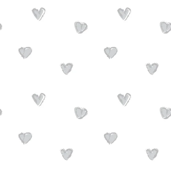 Blanco Corazón Forma Pincelada Sin Costuras Patrón Fondo Para Textiles — Vector de stock